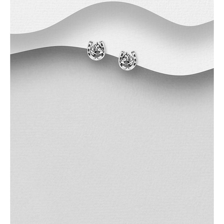 Cercei mici argint model cal si potcoava