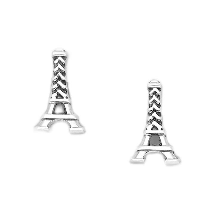 Cercei mici din argint model Turnul Eiffel