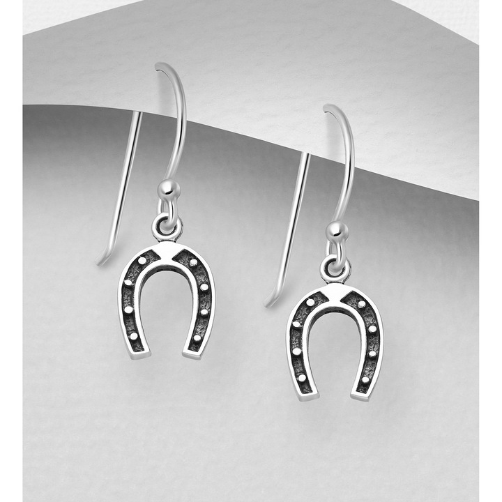 Cercei potcoave de cal din argint