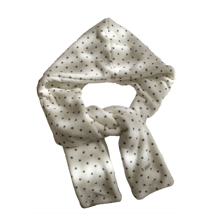 Caciula cu gluga, buline albe, M (56-58cm)