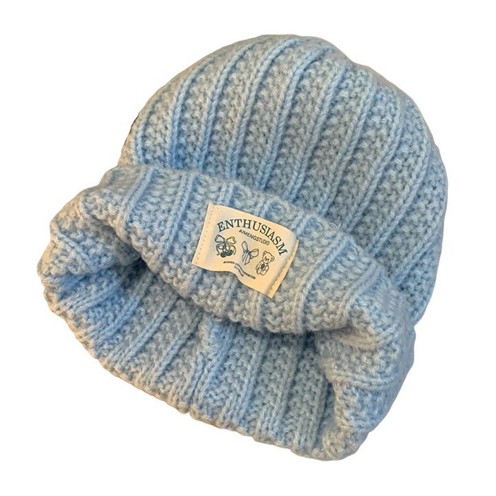 Caciula tricotata albastra, marime M (56-58cm)