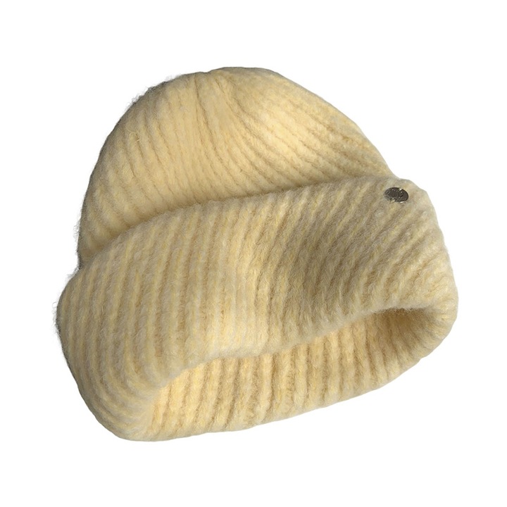 Caciula stripata din lana pentru cap mare, galbena, M (56-58cm)