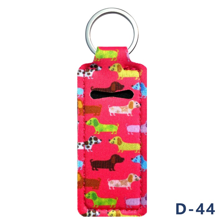 2 db ajakbalzsam rendszerező kulcstartó szett, bohém design, többszínű, 10x4cm