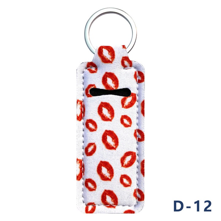 2 db ajakbalzsam tartó kulcstartó szett, bohém design, többszínű, 10x4cm