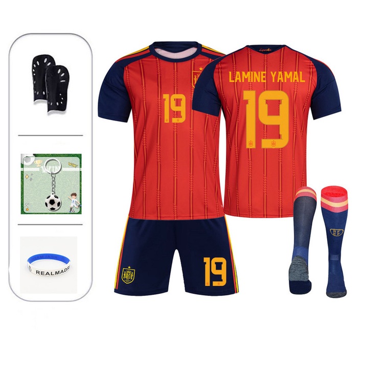 Детска тениска за футбол Испания No. 19, Черен