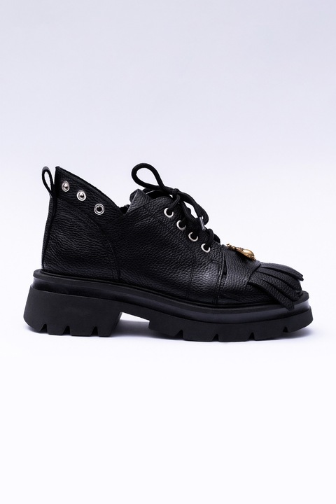VAGAM, Pantofi casual din piele cu fermoar, Negru