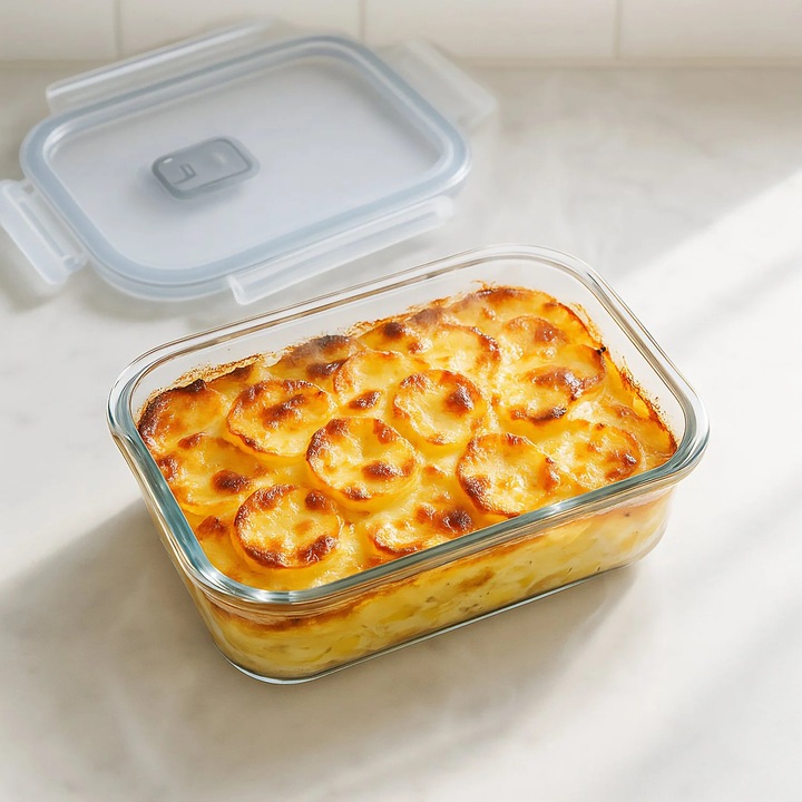 Caserole din sticlă Northix, set, etanșe, stivuibile, transparente, diverse dimensiuni