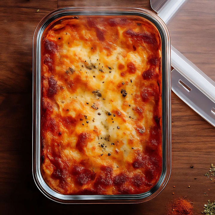 Caserole din sticlă Northix, set, cu capace etanșe, design stivuibil, 20x15cm, transparente