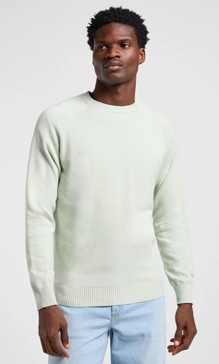Férfi pulóver, Lee, CLEAN RAGLAN, testhezálló, zöld, pamut, L INTL