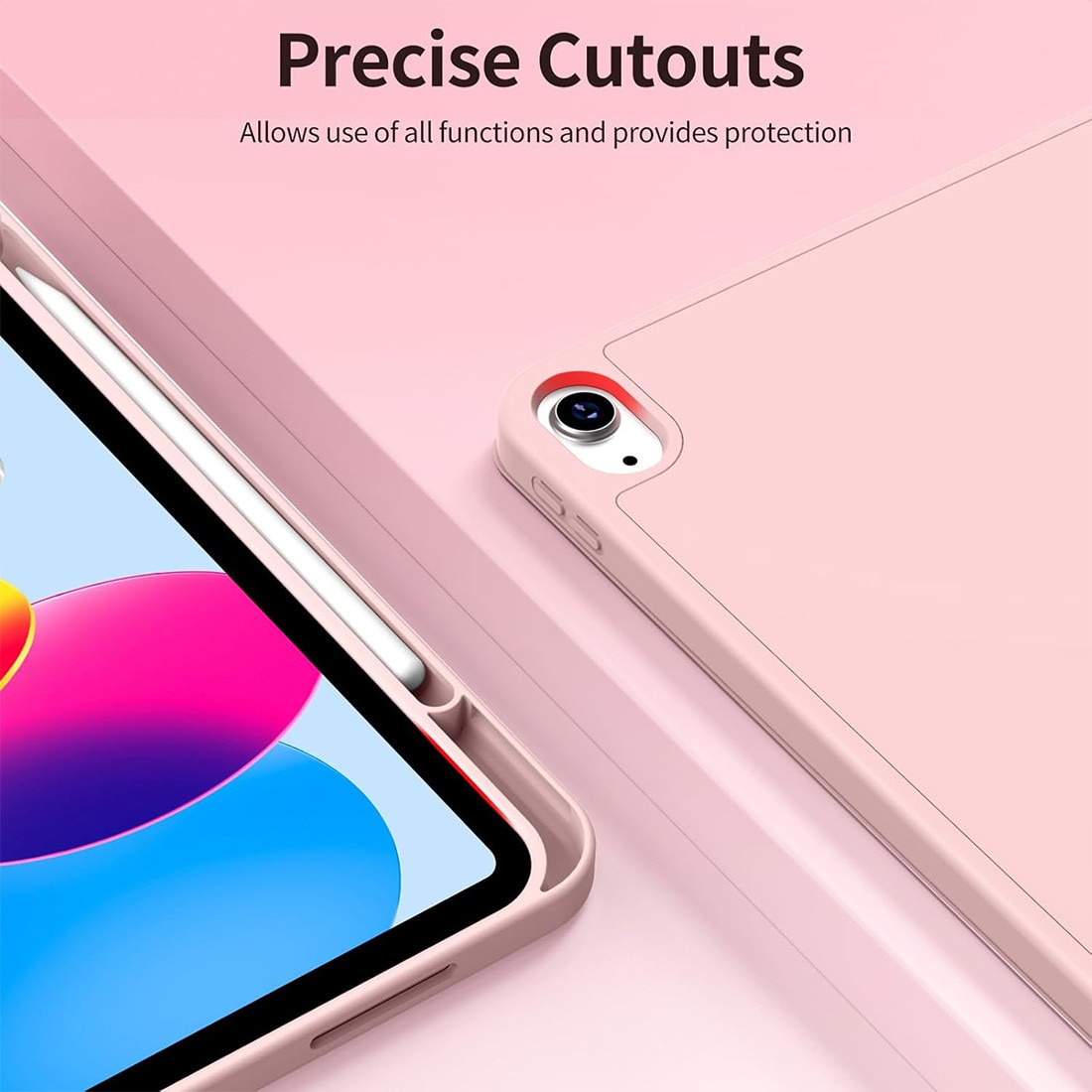 Husa de protectie pentru iPad (A16) 11 11 inch 2025, husa pentru iPad 10 10, 9 inch 2022, DEISNGB, cu suport pentru stilou, husa inteligenta cu suport pliabil in trei, husa spate ultra-subtire din TPU moale, Roz mat