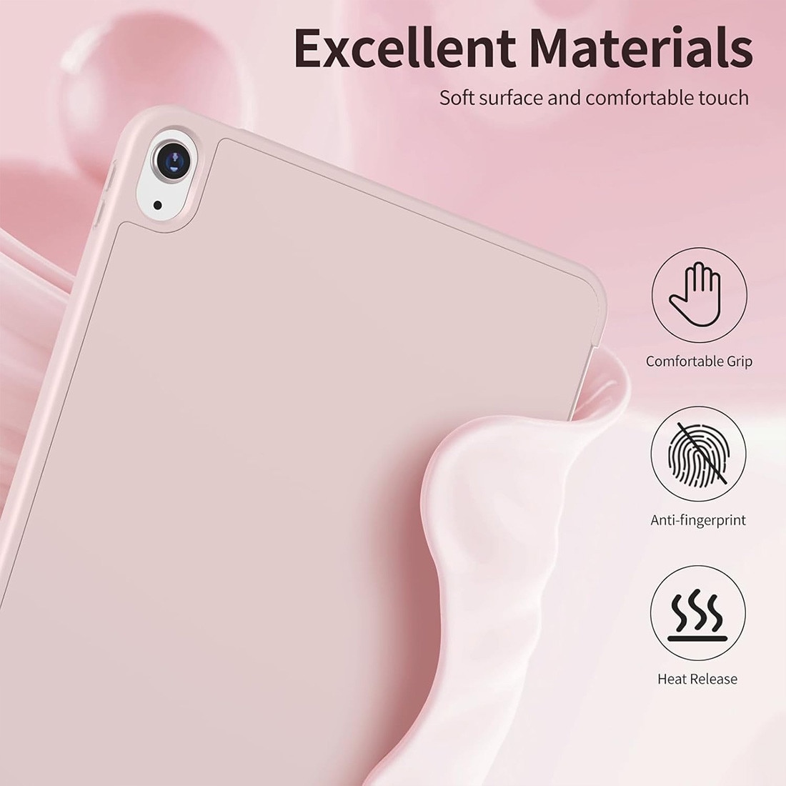 Husa de protectie pentru iPad (A16) 11 11 inch 2025, husa pentru iPad 10 10, 9 inch 2022, DEISNGB, cu suport pentru stilou, husa inteligenta cu suport pliabil in trei, husa spate ultra-subtire din TPU moale, Roz mat