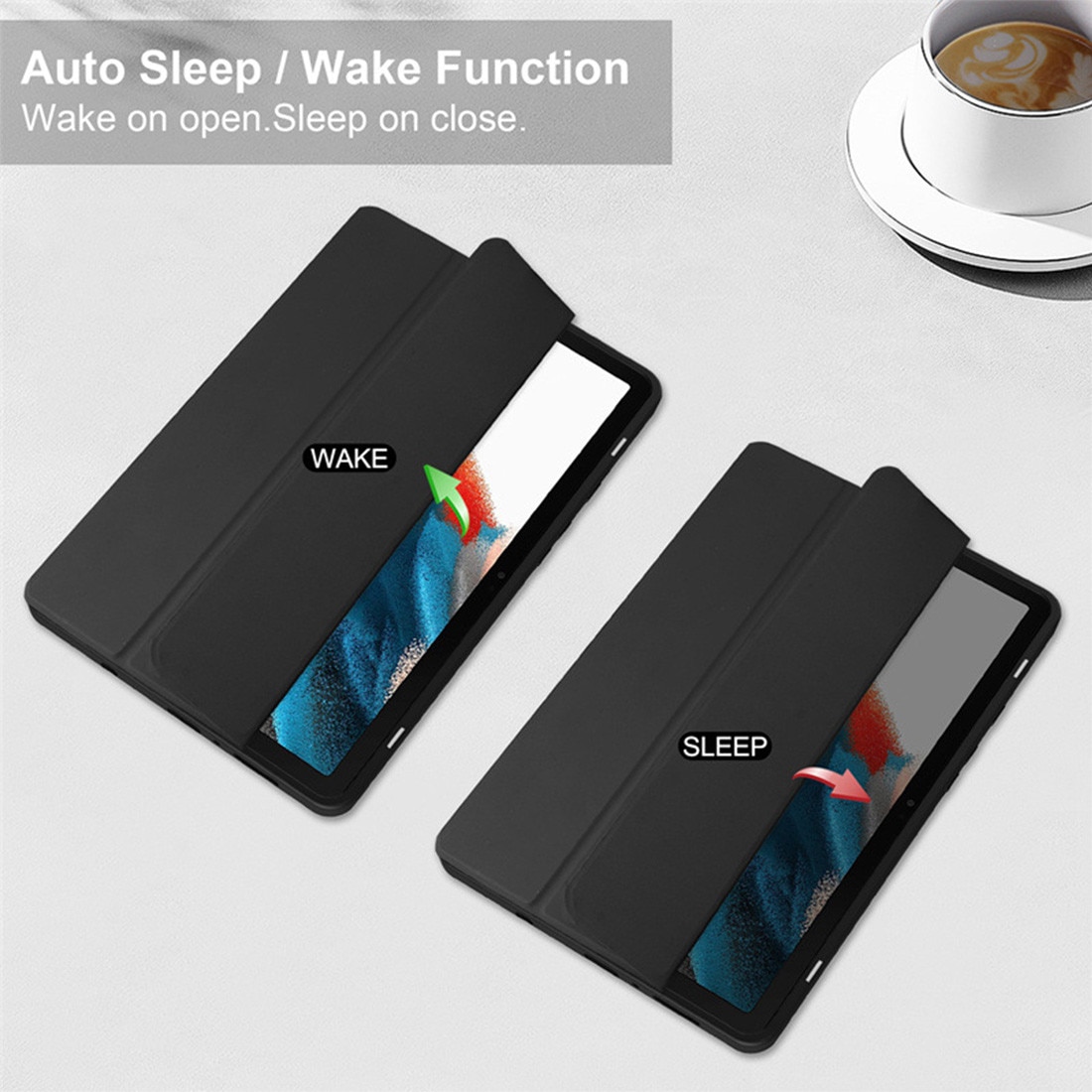 Husa tableta, DEISNGB, Compatibil cu Samsung Galaxy Tab A9, 2023, Functie sleep/wake-up, Antisoc, Rezistent la uzura, Usor de instalat, Portabil, Design ergonomic, TPU/Negru