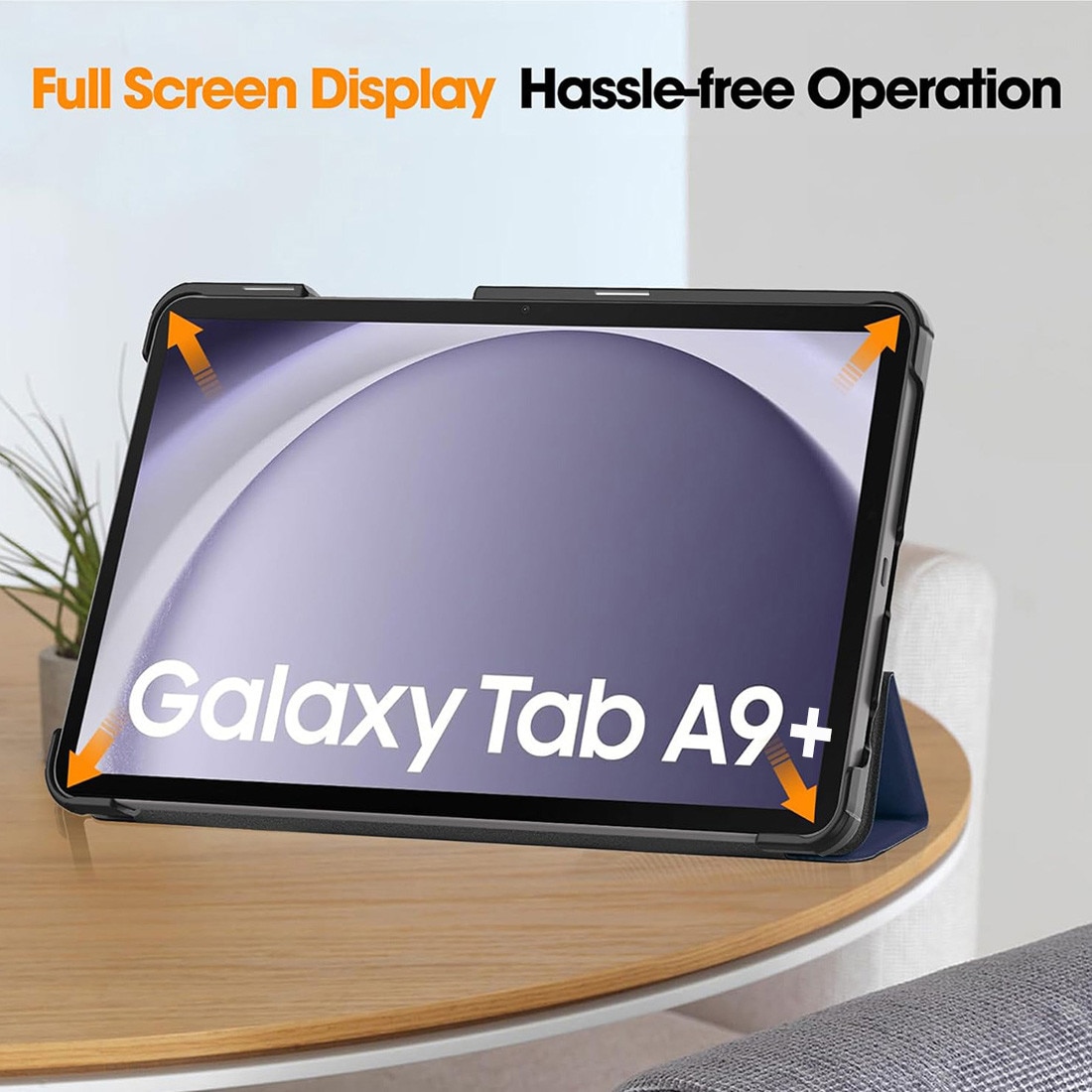 Husa tableta, DEISNGB, Compatibil cu Samsung Galaxy Tab A9 Plus/A9+ 2023, 11'', Functie sleep/wake-up, Antisoc, Rezistent la uzura, Usor de instalat, Portabil, Design ergonomic, TPU/Albastru inchis