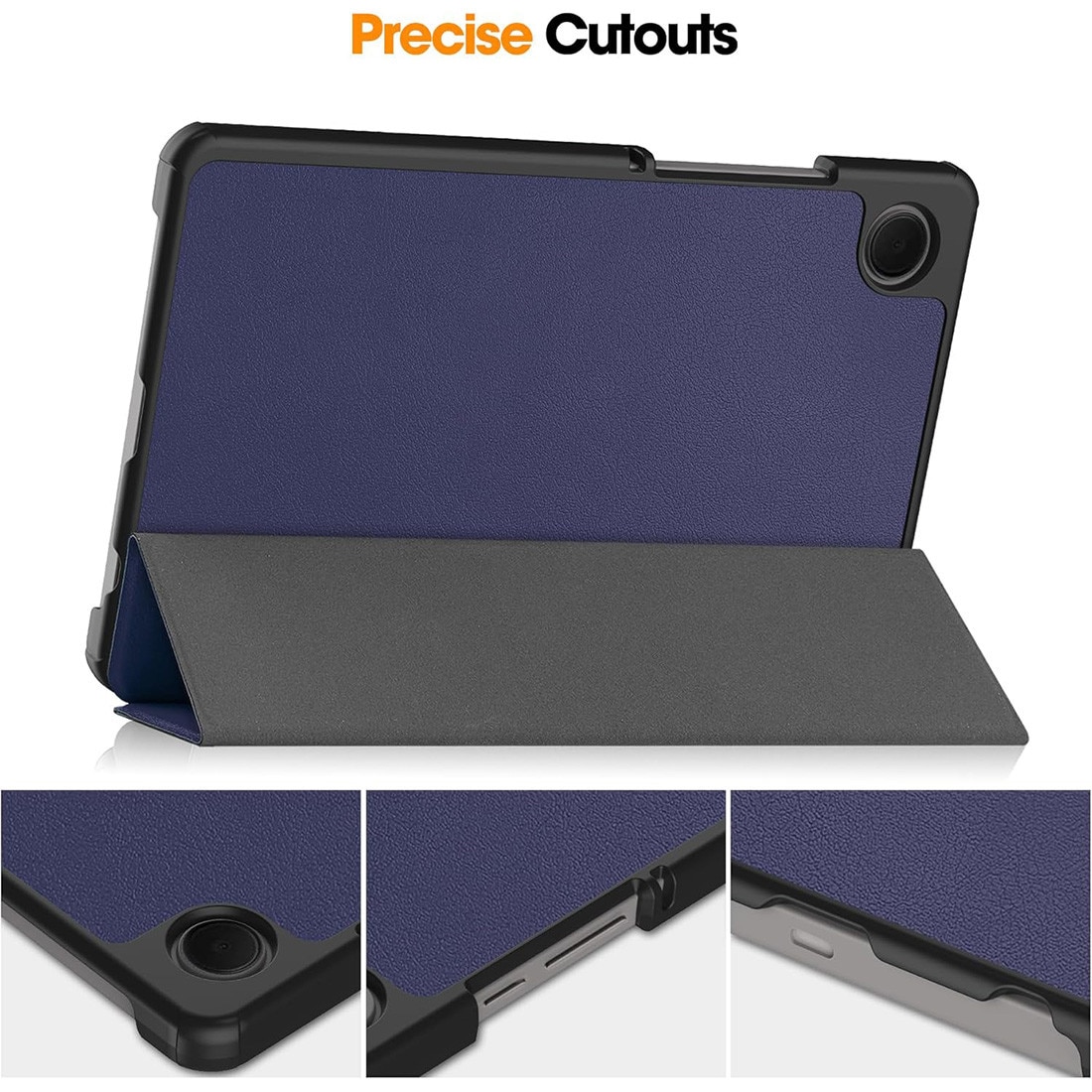 Husa tableta, DEISNGB, Compatibil cu Samsung Galaxy Tab A9, 2023, Functie sleep/wake-up, Antisoc, Rezistent la uzura, Usor de instalat, Portabil, Design ergonomic, TPU/Albastru inchis