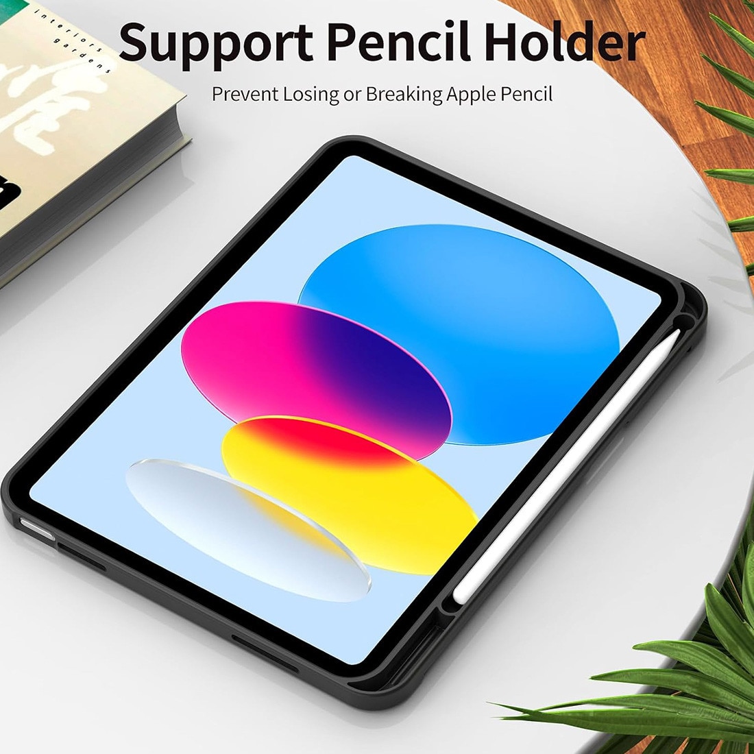 Husa de protectie pentru iPad (A16) 11 11 inch 2025, husa pentru iPad 10 10, 9 inch 2022, DEISNGB, cu suport pentru stilou, husa inteligenta cu suport pliabil in trei, husa spate ultra-subtire din TPU moale, Negru