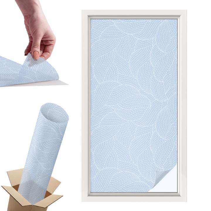Folie Autoadeziva pentru Protectie Geamuri, Wallfluent, Fetru pictat, Albastru, 50x100 cm, Ofera Intimitate in Casa si Protectie Solara, Autoadeziva Decorativ, 010450850010000033440