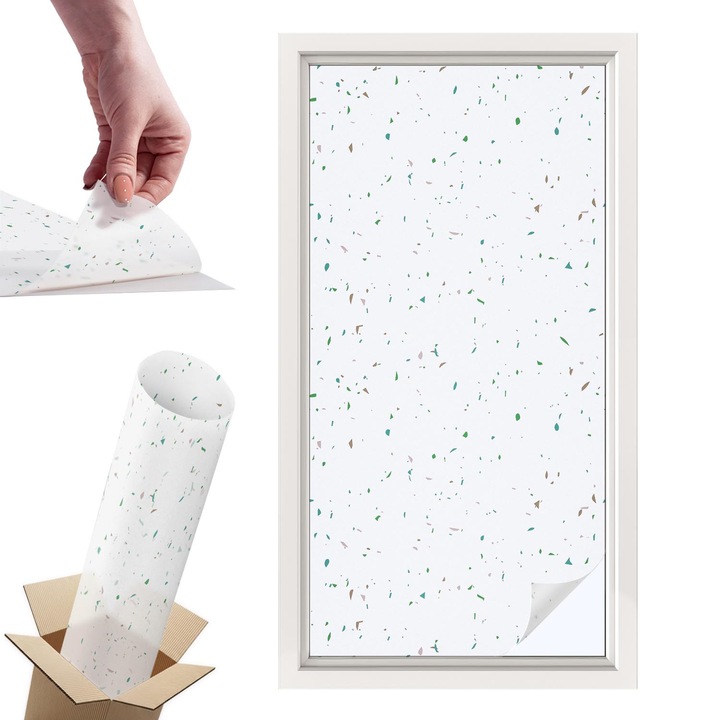 Folie pentru confidentialitate, Wallfluent, Elemente imprastiate, Alb, 50x100 cm, Pentru Usi de Sticla, Autoadeziva Decorativ, 010450850010000033453