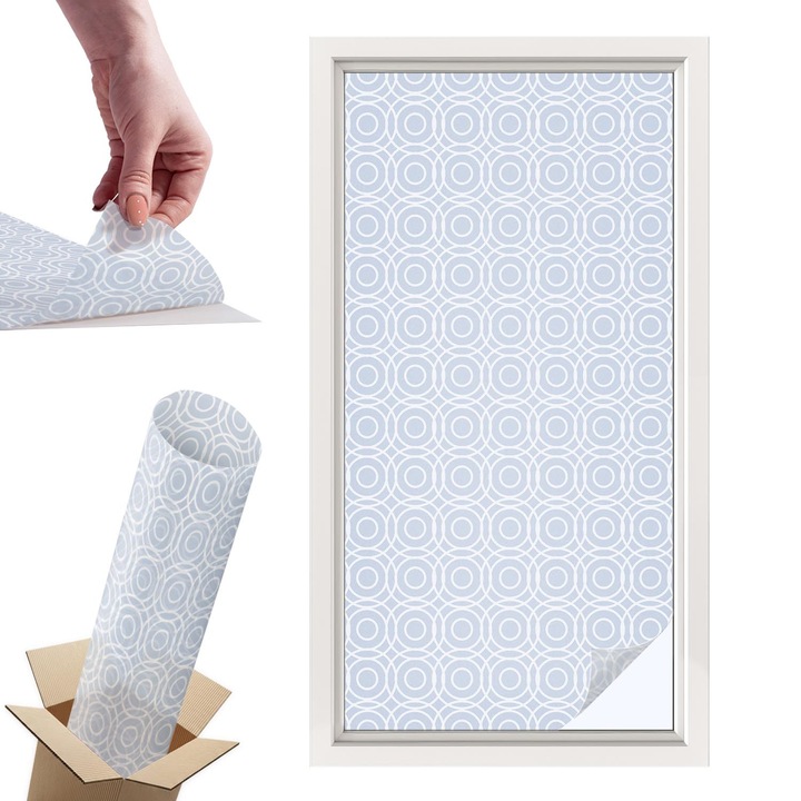 Folie Autoadeziva pentru Protectie Solara si Intimitate pentru Geam si Fereastra, Wallfluent, Geometrie moderna, Albastru, 50x100 cm, Blocare Solara, Autoadeziva Decorativ, 010450850010000057166