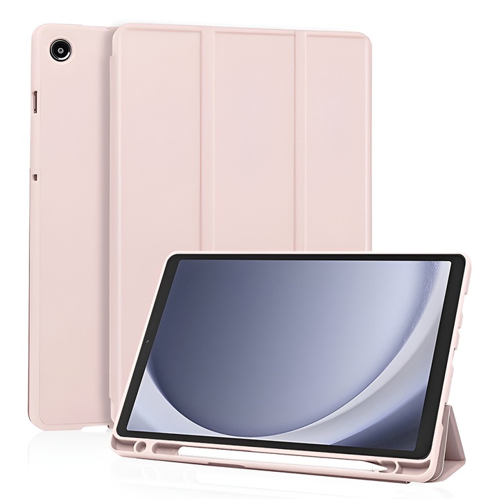 Husa pentru Samsung Galaxy Tab A11 8.7 inch Soft Shell Light & Slim cu functie stand si compartiment pentru stylus, tip stand - roz