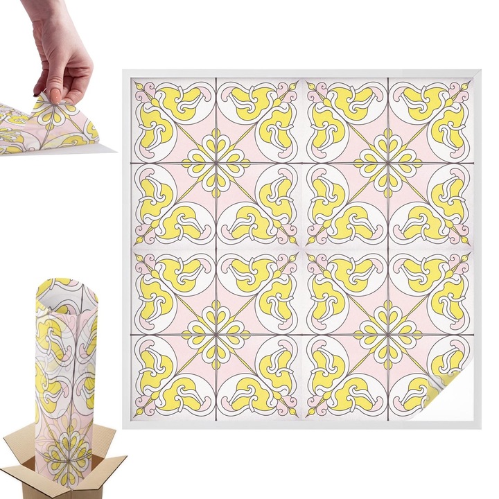 Dekoratív ablakfólia, Wallfluent, Absztrakt virágok, Rózsaszín, 100x100 cm, Dekoratív, Zuhanyzóhoz, Ajtókhoz és Ablakokhoz, Intimvédelem és UV-védelem, 010450850020000283178