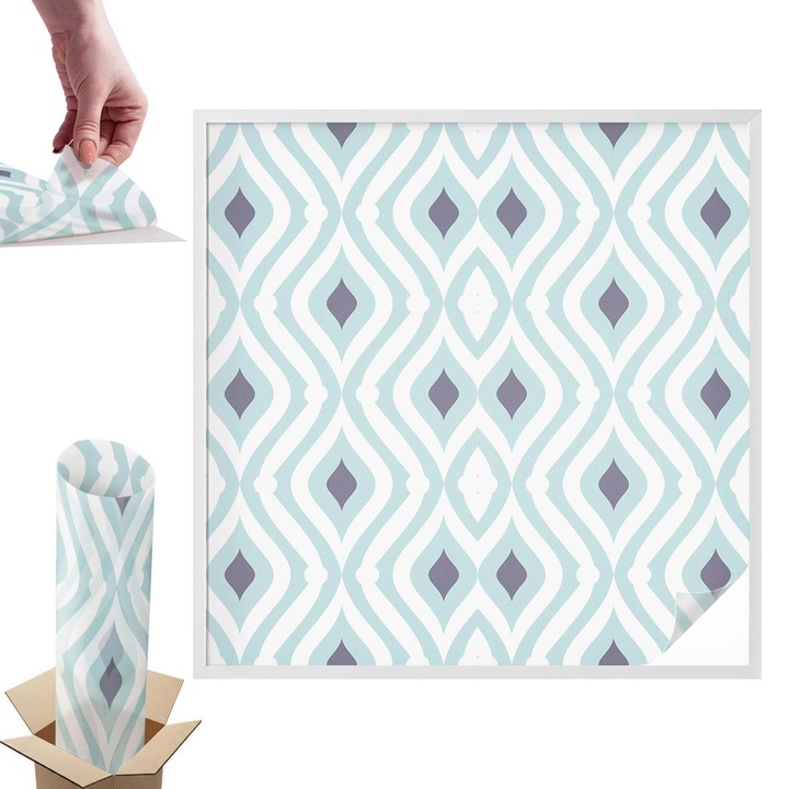 Ablakfólia, Wallfluent, Modern elegancia, Fehér, 100x100 cm, Dekoratív, Zuhanyzóhoz, Ajtókhoz és Ablakokhoz, Intimvédelem és UV-védelem, 010450850020000057173