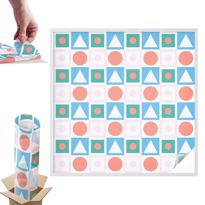 Ablakfólia, Wallfluent, Absztrakt minták, Piros, 100x100 cm, Dekoratív, Zuhanyzóhoz, Ajtókhoz és Ablakokhoz, Intimvédelem és UV-védelem, 010450850020000282964