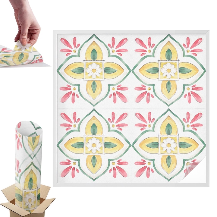 Folie Autoadeziva pentru Protectie Geamuri, Wallfluent, Ornament floral, Negru, 100x100 cm, Ofera Intimitate in Casa si Protectie Solara, Autoadeziva Decorativ, 010450850020000283247