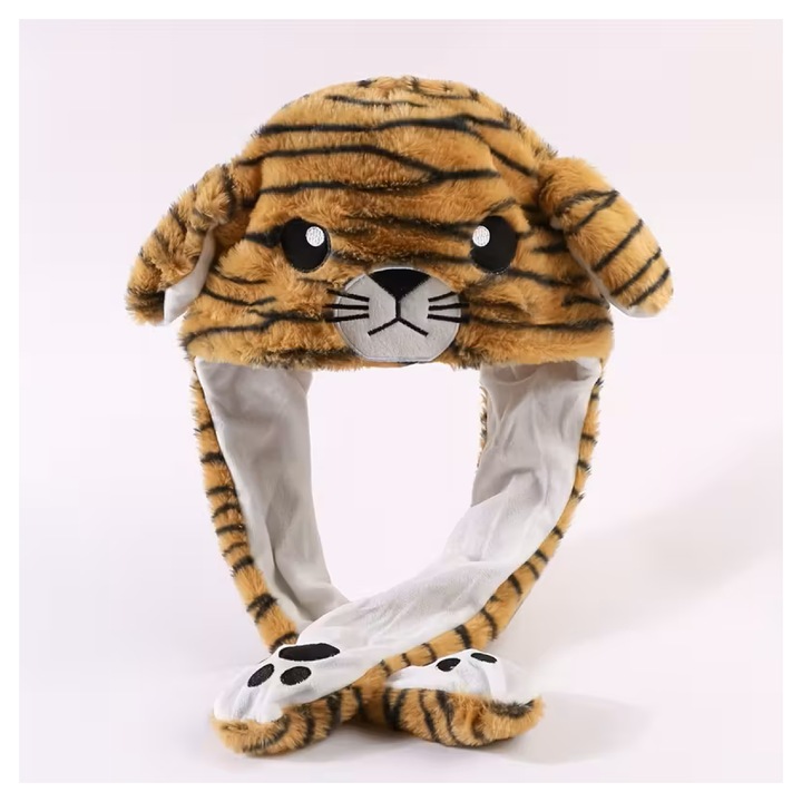 Caciula unisex VeliumCraft, 58cm, pufoasa, cu urechi tip fular