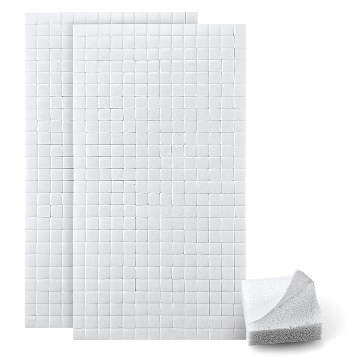 Set De Adezivi 3D, Netuno, Adeziv Dublu, Fabricate Din Spuma Alba, Ideale Pentru Scrapbooking Si Decorare, Non Toxic, Detasabil, 5 x 5 x 3 mm, Alb, 728 Buc