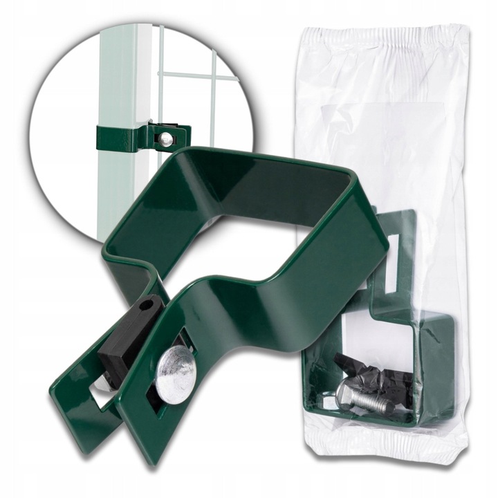 Clema Finala Pentru Panouri Pe Stalp 60X40, ZPH JAN, Fier, Executie De Inalta Calitate, Vopsire Electrostatica, Set Cu Suruburi Si Inserturi, Constructie Solida Din Otel, Verde