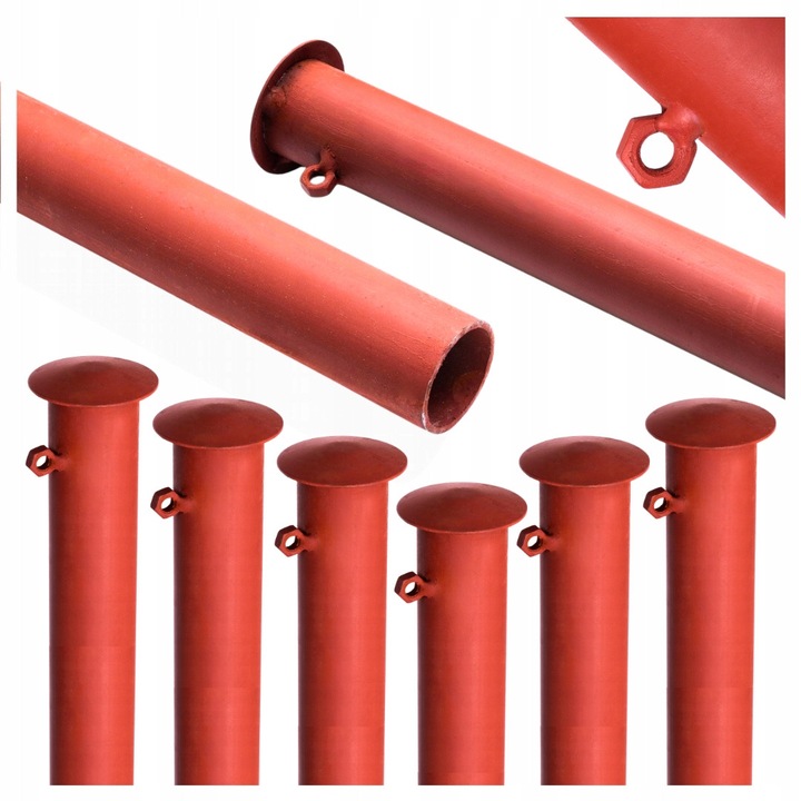 Stalpi de gard, JAN, 42x2mm, electrostatic roșu, set 6 bucăți, 200cm