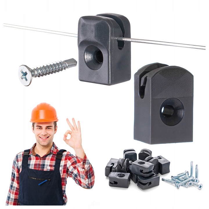 Furtuna Pentru Sarma De Tensionare A Gardului Cu Surub, ZPH JAN, Plastic, Rezistenta Uv, Ploaie, Inghet, Montaj Usor, Fara Unelte Speciale, Fixare Stabila A Plaselor, Gri Grafit