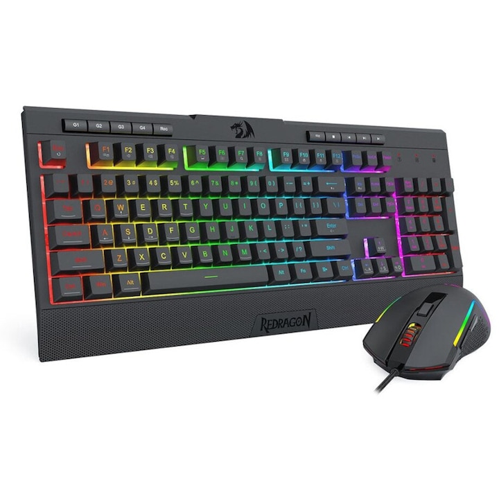 Redragon S151 Gaming Essentials billentyűzet és egér készlet, vezetékes, USB, RGB világítás, fekete