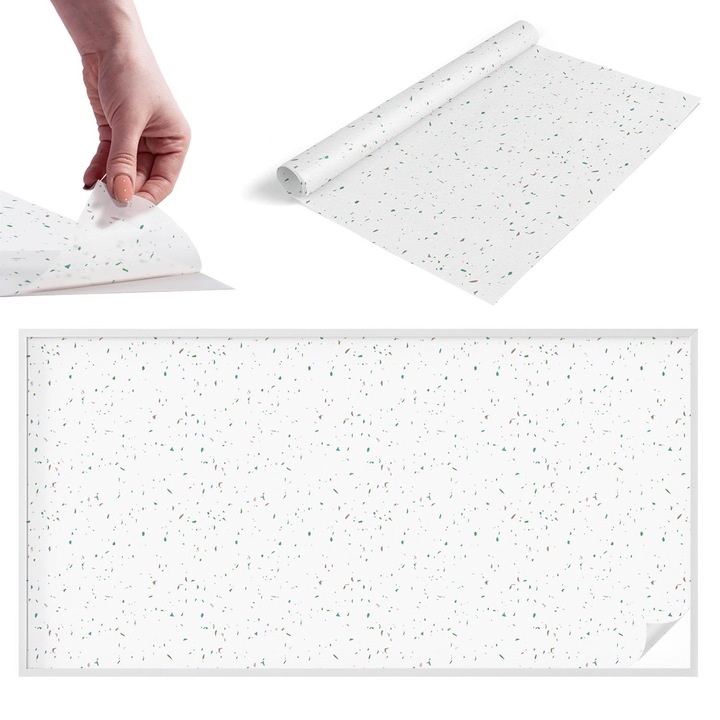 Folie pentru confidentialitate, Wallfluent, Elemente imprastiate, Alb, 200x100 cm, Pentru Usi de Sticla, Autoadeziva Decorativ, 010450850030000033453