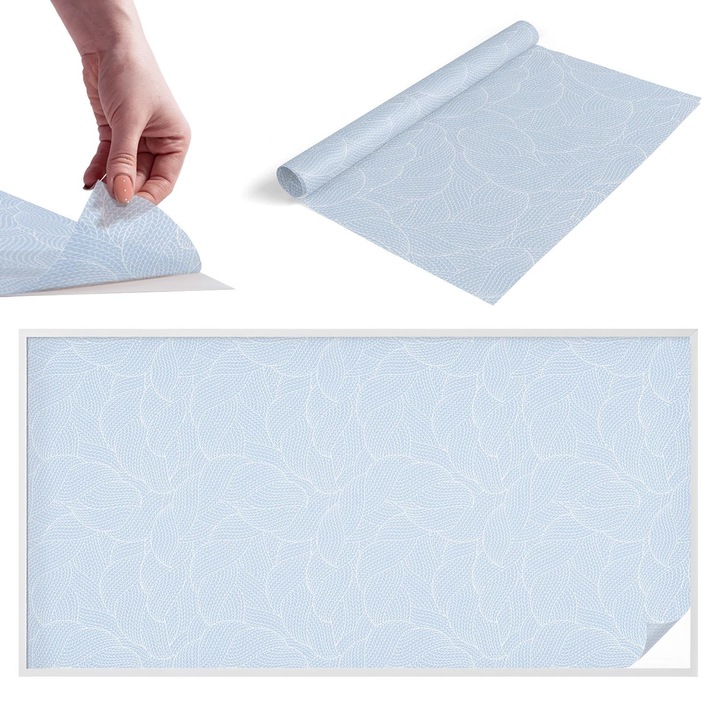 Folie Autoadeziva pentru Protectie Geamuri, Wallfluent, Fetru pictat, Albastru, 200x100 cm, Ofera Intimitate in Casa si Protectie Solara, Autoadeziva Decorativ, 010450850030000033440