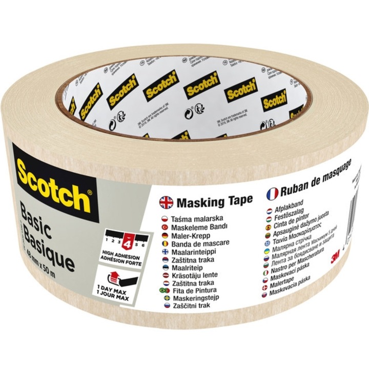 Banda de mascare pentru uz general, Bej, 48 mm x 50 m, Scotch 3M