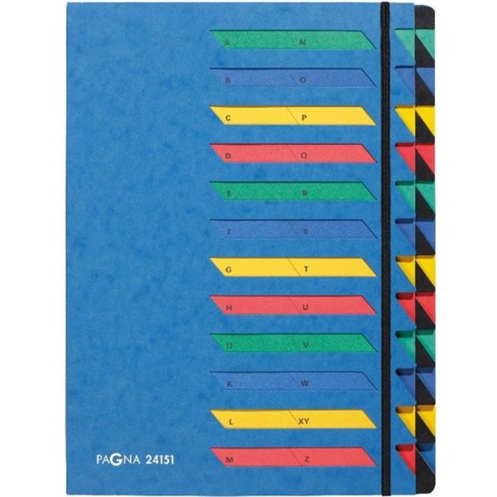 Mapă organizator Pagna A4 cu 24 de compartimente A-Z, albastru