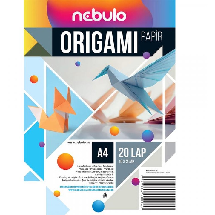 Nebulo: Coli de origami în format A/4, 20 bucăți
