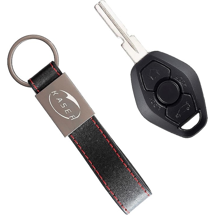 BMW Flip kulcsház HU58 – 2 gombos kulcstartó, kompatibilis az 1 2 3 Z3 Z4 X3 X5 M5 325i E38 E39 E46 sorozattal + KASER kulcstartó