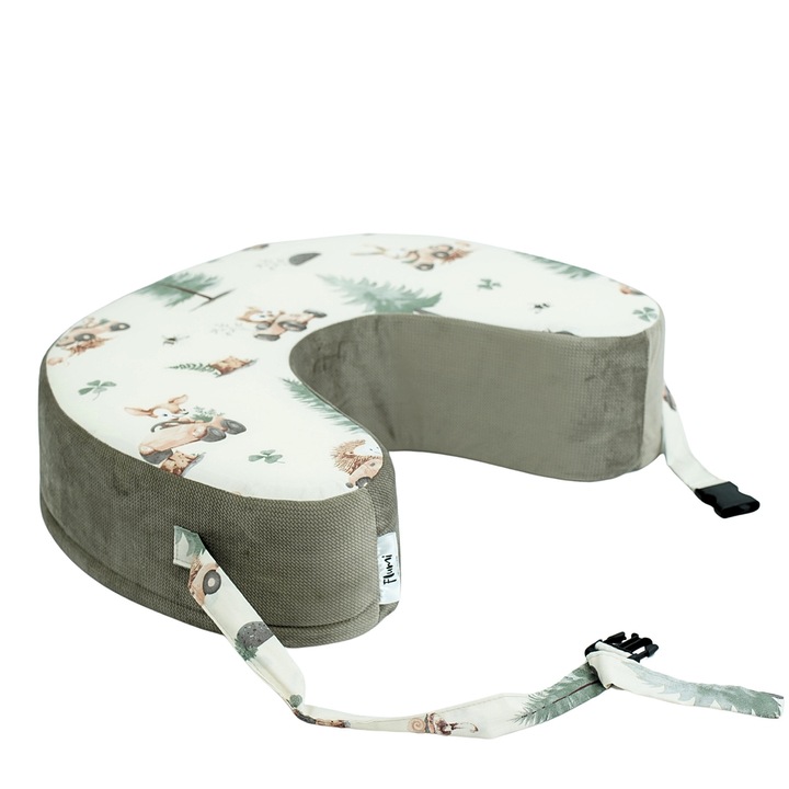 Perna de alaptare Flumi cu curea reglabila – bej cu motiv de animale din padure