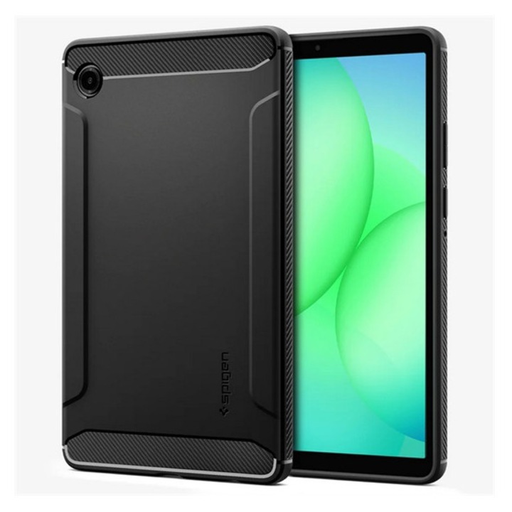 Spigen rugged armor szilikon tabletvédő, ütésállóság, légpárnás sarok, karbon minta, fekete, kompatibilis: Samsung Galaxy Tab A11 LTE, SM-X135, / Galaxy Tab A11 WIFI, SM-X130