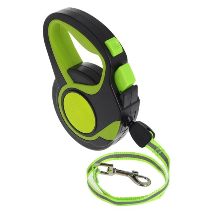 Lesa Mecanica Reflectorizanta 8 m pentru Caini de Talie Mare – Banda Neagra, Mecanism Rezistent