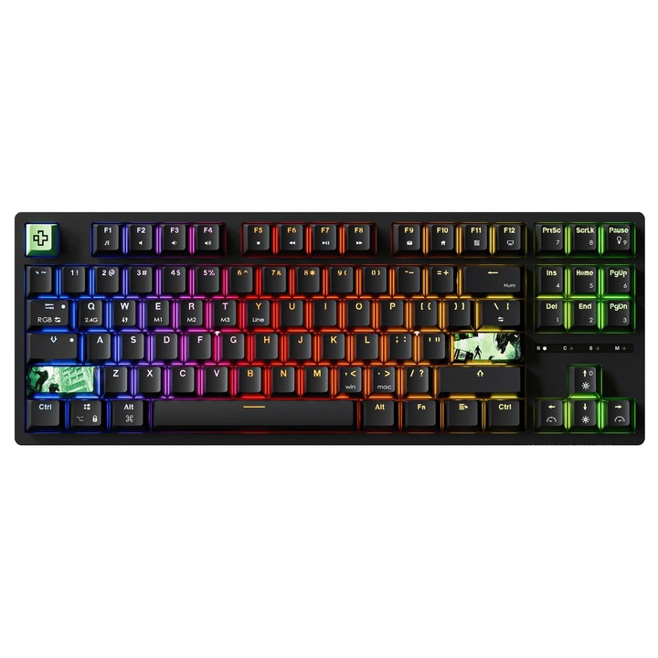 Tastatura Mecanica QwertyKey H87 V3 Neagra Switch Liniar Prelubrifiat Bluetooth Wireless Hotswap RGB Software