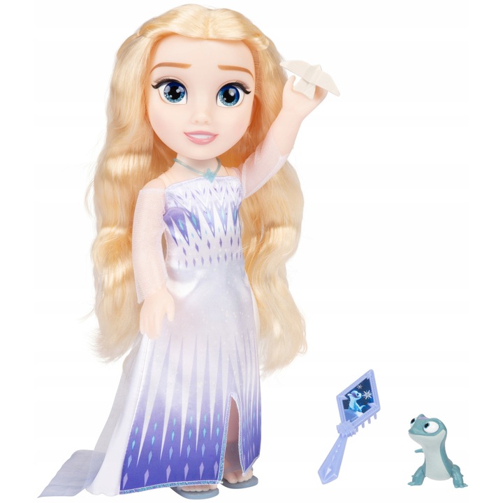 Disney Hercegnő Elsa baba, 35 cm, interaktív, kiegészítőkkel, Bruni szettel