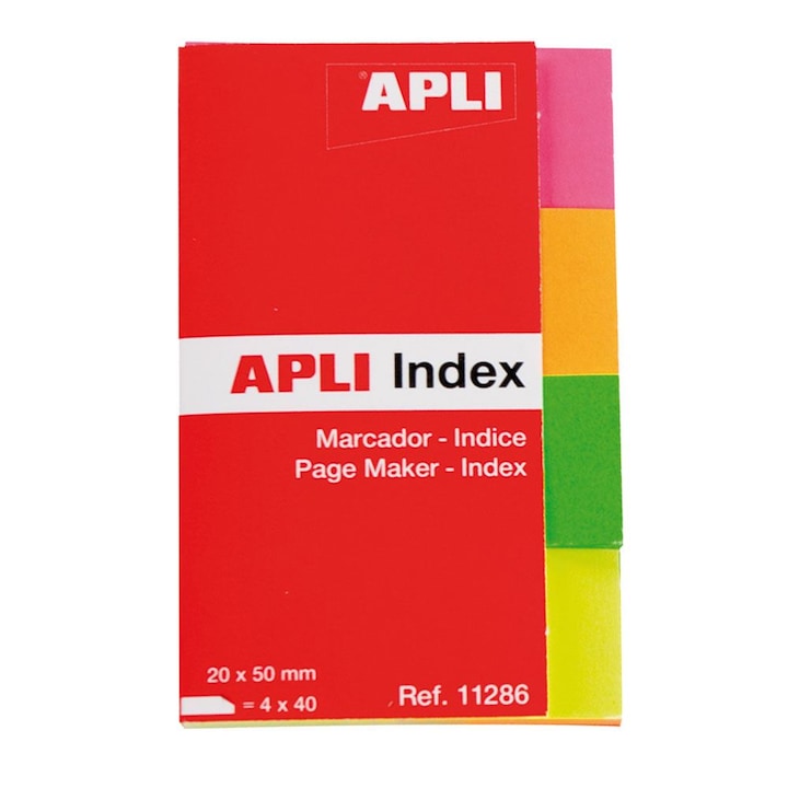 Index Apli, autoadeziv, hartie, 20 x 50 mm, 4 culori x 40 file