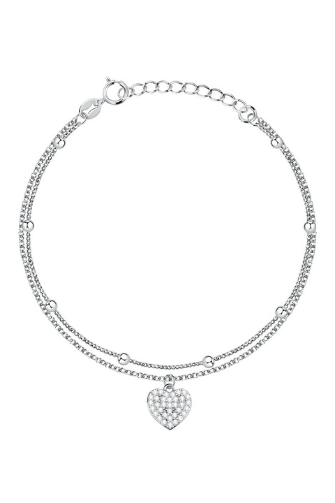 LA PETITE STORY, 925 Sterling ezüst duplasoros karkötő szívalakú charmmal, Ezüstszín