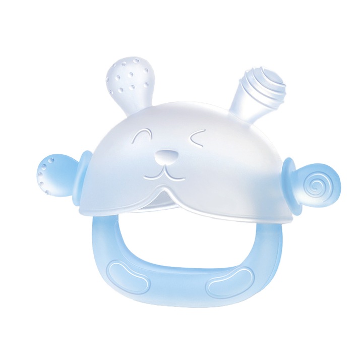 SuooTci élelmiszeripari szilikon rágóka, kék, 10.5x8x5.8cm