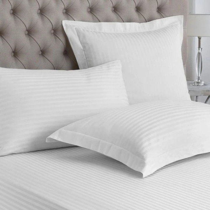 Lenjerii de pat Damasc, bumbac 100 %, 240 x 260 cm, 4 piese, XXL, Albe