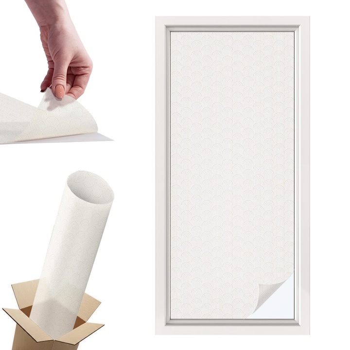 Самозалепващо декоративно фолио, Wallfluent, Деликатен лък, Бяло, 50 x 116 cm, с ефект на витраж, Лесно За Монтаж И Почистване, 010450850040000282507