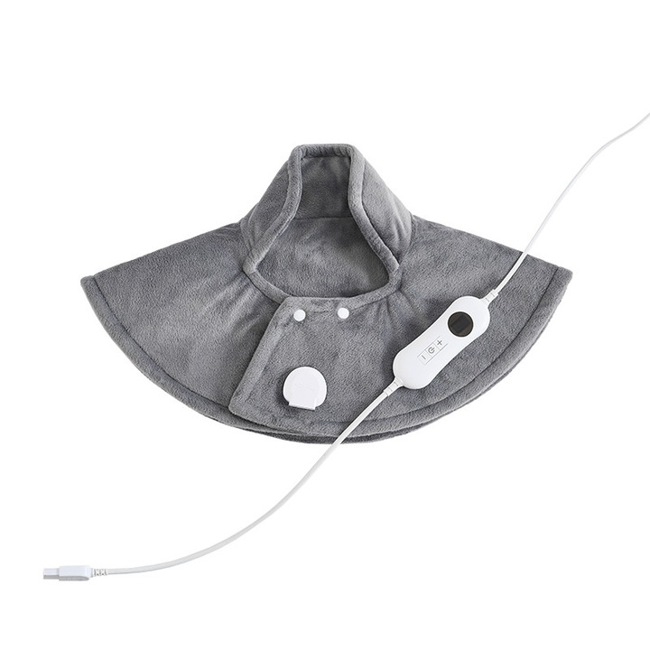 Sal incalzit electric, 60x60 cm, 6 setari de temperatura reglabile, telecomanda cu afisaj LED, Se poate spala la masina, oprire automata dupa 90 de minute, 100W, Gri